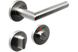 FELGNER Drückergarnitur Como für Bad & WC | hochwertige moderne Türblende Türklinken Türdrücker Garnitur Türgriff Türbeschlag Rosette für Innentüren Zimmertüren | Nickel matt