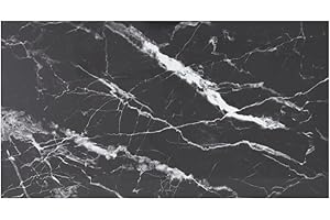 vidaXL Tablero de Mesa Vidrio Templado Diseño Mármol Muebles Mobiliario Repuesto Superficie Comrdor Jardín Patio Terraza Negro 120x65 cm
