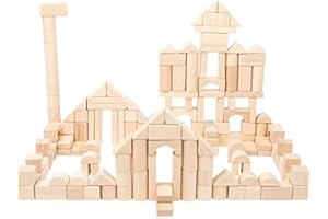 11397 Bloques de madera, small foot, juego de 200 piezas, incl. puentes, cilindros, triángulos, etc., desde 1 año , color/modelo surtido