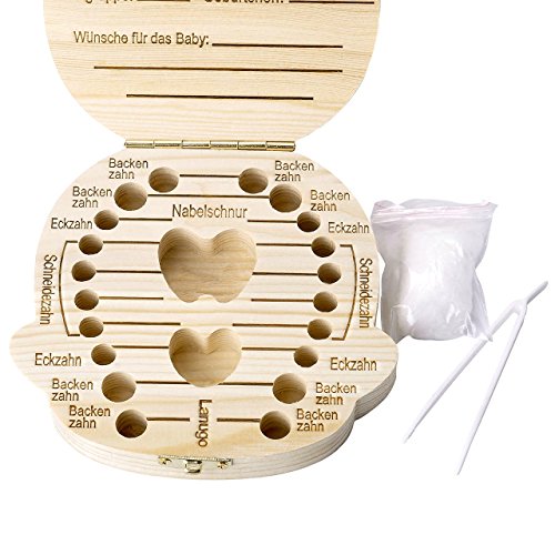 Mogoko [Deutsch Version] baby Kinder Original Holz Haar Milchzahndose Milchzähne Zähne box Kasten Souvenir Aufbewahrungsbox-Kundenspezifische Gravur - 5