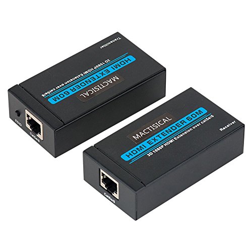 HDMI Extender, Mactis 197ft HDMI Signal Extenders über CAT5e/6 UTP/STP Ethernet Kabel Unterstützung 3D 1080P (60m/197ft, Transmitter + Receiver)