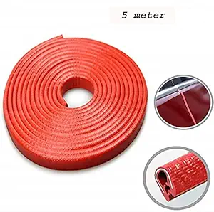 GOLSM Car Door Edge Guards Strip U Shape Flexible 5 Meter Car Door Protector Red Rubber Scratches Protect for Honda City Idtec 2016