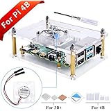 GeeekPi Acrylic Case for Raspberry Pi 4 Model B & Raspberry pi 3 Model B+, Raspberry Pi Case with Fan and Raspberry Pi Heatsinks for Raspberry Pi 3/2 Model B/B+ (Clear)