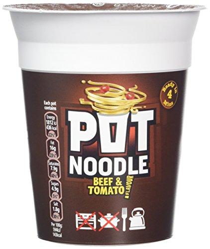 Pot Noodle Beef and Tomato Noodles 90 g (Pack of 12)