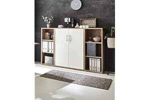 BMG-MOEBEL.DE abschliessbare Regalwand Aktenschrank Büroschrank Schrankwand Büromöbel Regal Office Edition in Eiche Sonoma/weiß (Set 2 niedrig)