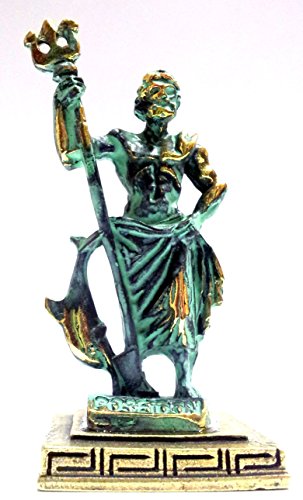 IconsGr Ancient Greek Zamac Miniature Statue of Poseidon (Green/gold)