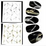 Moderne Zipper Nail Art Wassertransfer-Aufkleber-Abziehbilder Metallic