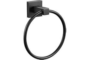 YUET Porte-Serviettes, Anneau Porte Serviettes Givré Noir, Anneau Porte-Serviettes Mural en Acier Inoxydable 304, Porte Serviette Rond pour Salle de Bain, Cuisine