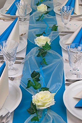 Fibula [Style] ® Komplettset "Flair türkis" Größe S Tischdekoration für Hochzeit/Taufe/Geburtstag/Kommunion/Konfirmation/Jubiläum in türkis - creme für ca. 8 - 10 Personen