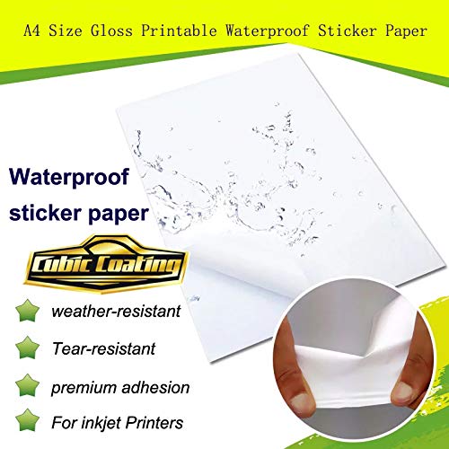 Cubic Coating - Papel para calcomanías (15 Hojas, Brillante, Resistente al Agua, DIN A4, 210 x 297 mm)