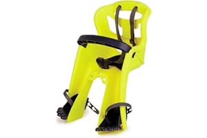 b bellelli Tatoo Plus - Seggiolino bici anteriore - attacco Handlefix - Si fissa al manubrio - dai 9 mesi ai 3 anni - max 15 kg - colore Yellow Hi-Viz CON ACCESSORI BLU NOTTE
