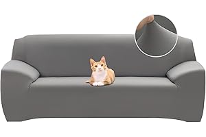 Jaotto Housse de Canapé Extensible 3 Place Couverture Canapé avec Accoudoirs Moderne Couvre Canapé Elastique Universelle Revêtement de Canapé Housse de Protection,Gris