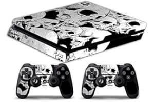 GAMESMONKEY Skin Kompatibel für Ps4 Slim - Totenkopf Tod FURCHT Weiss UND SCHWARZ Knochen - Limited Edition Decal Cover Schutzhüllen Faceplate Bundle