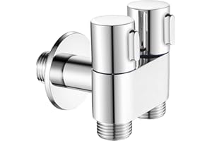 ZYWUOY Valvola ad angolo a doppio controllo, valvola ad angolo in rame doppia valvola di uscita G1/2 per lavello da cucina bagno doccia soffione lavabo WC