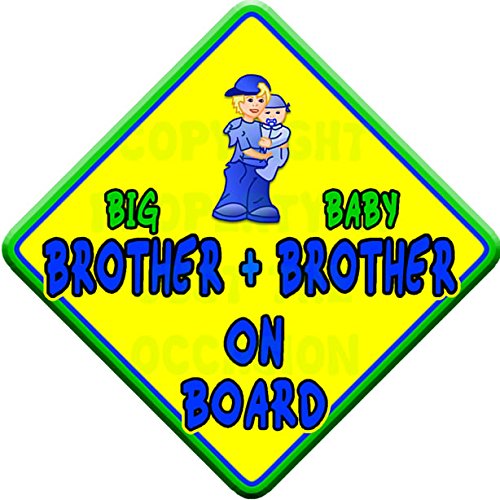 (SUN) BIG BROTHER + BABY BROTHER ON BOARD (like baby on board sign) Non Personalised novelty baby on board car window sign.