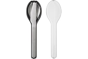 Mepal - Set de Couverts 3 Pièces Ellipse - Set de Couverts à Emporter - Composé d'un Couteau, d'une Fourchette et d'une Cuillère - Avec Étui de Voyage - Acier Inoxydable - Nordic Black