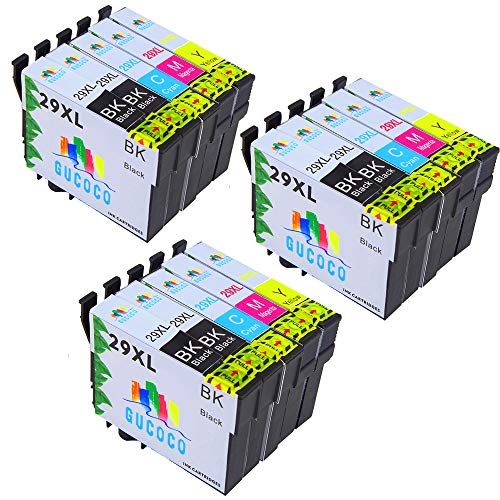 GUCOCO Hohe Kapazität 15 Multipack Packung Epson 29XL Kompatible Tintenpatrone für Epson Expression Home XP-235 XP-245 XP-247 XP-332 XP-342 XP-345 XP-432 XP-435 XP-442 XP-445 Drucker