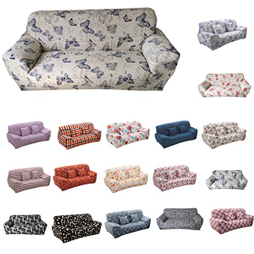 MagiDeal 1-Sitz / 3-Sitzer Modern Stretch Sofabezüge Sofahusse Couch Sofa Husse Wohnzimmer Haus Dekoration , Farben und Größe Auswählbar – Schmetterling , 190-230cm - 6