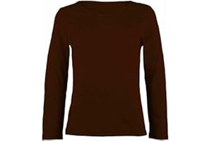 SOUL OF FASHION Girls Boy Kids Plain Basic Long Sleeve Round Neck T-Shirt Stretch School Tee Top Kids Long Sleeve Round Neck T-Shirt Stretch Uniform PE School Tee Top 2-13 Years