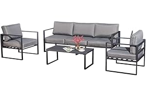 Jet-Line® XXL Garden Lounge Garden Furniture Set Crete II Grey Outdoor Seating Set Garden Sofa Aluminium Corner Furniture