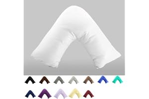 Gyulin 100% Cotton 300 Thread Count Soild Envelope Style V Shaped/Tri/Boomerang Standard Pillow Case Cushion Cover Only Cover No Insert (White)