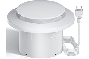 QiCrafe Ventilatore Estrattore Silenzioso (34dB) – Ventilatore da Bagno da 150mm con Valvola di Non Ritorno, Impermeabilità IPX4, Spina EU e Portata d'Aria di 310m³/h – Per Cucine, Bagni, Garage