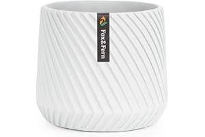 Fox & Fern Maceta grande para interiores y exteriores, resistente a los rayos UV y a las heladas, con tapón de drenaje, poliéster, macetas grandes de interior para plantas y flores, maceta de interior