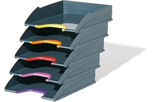 Durable Briefablage A4 (Varicolor) Ablagesystem mit 5 Fächern, Blauer Engel zertifiziert, anthrazit mit farbigen Griffzonen, 770557