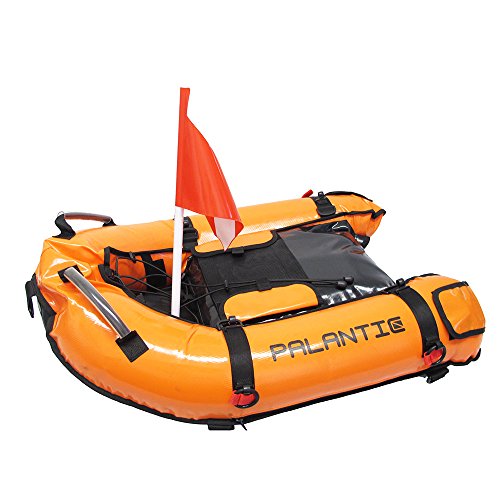 Palantic Scuba Diving Inflatable Gangway Float Boat with Dive Flag & Air Pump, Orange