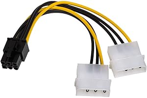 Akyga AK-CA-13 - Cable Adaptador (2 Conectores Molex Macho a PCI-E Hembra de 6 Pines, 15 cm)