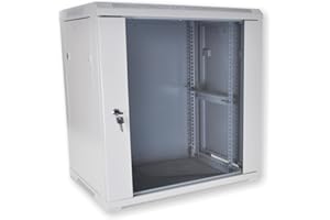 ‎MK-DIGITAL Netzwerkschrank, Serverschrank 19 Zoll Rack - 6HE -7HE- 9 HE - 12HE - 16HE - 400 mm Tiefe – Wandmontage - Montiert - Sicherheitsglastür - Grau (12HE)
