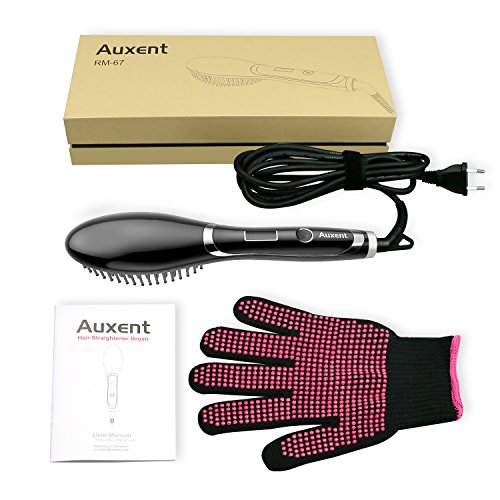 Auxent Ionen Glättungsbürste, Keramik Haarglätter Bürste mit Schnellaufheizung, Universalspannung und Abschaltautomatik, Glättbürste zum Glätten Von Locken, Glätteisen Bürste für Glattes und Geschmeidig Glänzendes Haarstyling - 9