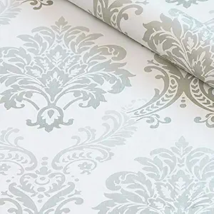 Amazon Brand - Solimo PVC Self-Adhesive WallPaper, Damask, 45 x 500 cm