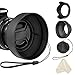 Price comparison product image 58mm Lens Hood Set, Collapsible Rubber Lens Hood with Filter Thread + Reversible Tulip Flower Lens Hood + Center Pinch Lens Cap + Microfiber Lens Cleaning Cloth