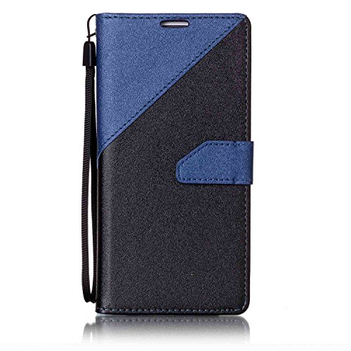 Galaxy S7 Edge Hülle,Samsung S7 Edge Leder Case,Sunroyal PU Leder Brieftasche Schutzhülle Tasche Handyhülle Schutz Hüllen im Bookstyle Ledertasche mit Stand Funktion Kartenfächer Magnetverschluss Magnet Etui Schale Schutzhüllen,Retro Schwarz Dunkel Blau Muster Entwurf Flip Klapp Cover Tasche mit Strap Kartensteckplatz Hinterschale Kartenschlitz mit Silikon Kratzfest für Samsung Galaxy S7 Edge + HD Super Klare Displayschutzfolie - 2