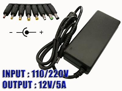 KALEA-INFORMATIQUE © - Alimentation Externe Secteur 220V - Sortie 12V DC 5A - AVEC 8 EMBOUTS ADAPTABLES (1.35x3.50/1.70x4.00/1.70x4.80/1.70x5.50/2.50x5.50 avec broche/2.50x5.50/3.00x6.30/4.40x6.00 avec broche)