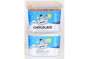 SNOWYCONES Snowy Shakes Milkshake, Thick Shake Mix 2 x 250g Chocolate, Strawberry, Banana, Vanilla (Chocolate & Vanilla)