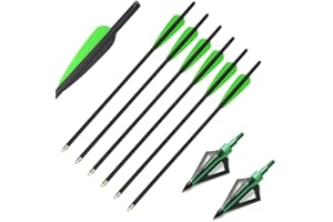 AMEYXGS 6/12pcs Tir à l'arc Flèches D'arbalète Mélangées de Carbone de Boules D'arbalète 16" pour La Pratique de Chasse à L'arbalète