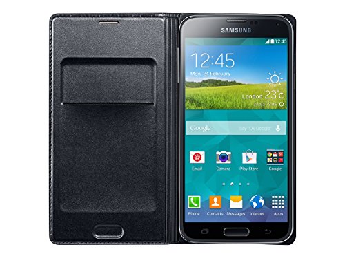 Samsung EF-WG900 - Funda para m  vil Galaxy S5  Con bolsillo interior para tarjetas   negro- Versi  n Extranjera