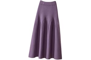 SUIUOI Faldas de Pana para Mujer Falda Larga de Pana, A-Line Faldas Plisadas de Tartán Invierno Otoño Midi Faldas Largas, Elástica Vintage Elegante Avellanada, Aldas Plisadas Casual Fiesta