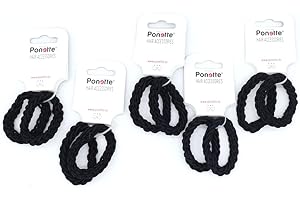 PONETTE - Pack de 10 Gomas de Pelo Trenzadas Negras, Muy Elásticas y Ultra Resistentes, Marca Española