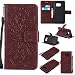 Produktbild Galaxy S7 Edge Hülle, Conber Leder Handyhülle mit [Kostenlose Schutzfolie eingeschlossen] [Kartenfächer] [Standfunktion], Galaxy S7 Edge Leder Schutztasche Klappetui Ledertasche Handyhülle, Vintage Emboss Stil Sonne Muster Leder Handy Schutzhülle für Samsung Galaxy S7 Edge - Braun