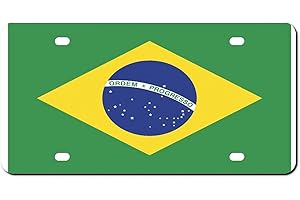 Higoss Marco de matrícula de la bandera de Brasil, marco de matrícula frontal de metal de aluminio para automóvil, marco decorativo novedoso para placa de matrícula, 6 x 12 pulgadas