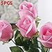 Produktbild Artificial & Dried Flowers - Fresh Rose 5pcs Free Shipping Artificial Flowers Real Touch Wedding Decorations Or Birthday - Flowers Artificial Dried Artificial Dried Flowers Rose Real Silve