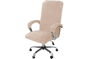 LIFEDX Funda de Sillas de Oficina Elástica con Reposabrazos,Felpa de Terciopelo,Modernas Cubiertas de la Silla de la Computadora Antipolvo de Oficina Silla Removible,No Incluye Sillas -Milky||XL