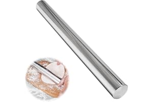 Aililong Rouleau à Pâtisserie en Acier Inoxydable - Qualité Supérieure pour Pizza, Pâtes, Fondant - Passe au Lave-Vaisselle - 40 x 4 cm