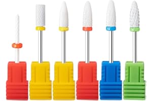 XIKSJW 6 pezzi Punte in Ceramica per Fresa per Unghie Professionale Ideali per Manicure Rimozione Gel Semipermanente Acrilico Nail Art Funghi delle Unghie