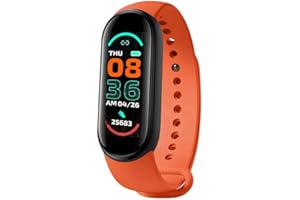 KONADU Smart Band in Orange with Heart Rate Monitoring, Sleep Tracking, Multi-Exercise Fitness Modes, Pedometer Functionality, Sleep Counting, and Up to 15 Days Battery Life (Orange,M6)