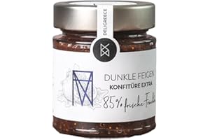 DELIGREECE - Dunkle Feigen Konfitüre Extra 85% | Konfitüre Extra aus 85% frischen Feigen aus Griechenland. Konfitüre ohne künstliche Zusatzstoffe, perfekt als Brotaufstrich und für Desserts | 180g