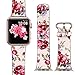 Produktbild X-Cool für Apple Watch Lederarmband 38mm 40mm Weiß Rot Blume für iwatch Series 4 3 2 1 für Damen